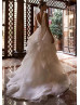 Ivory Organza Layered V Back Wedding Dress